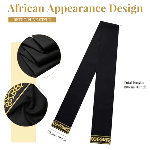 Image of Jiuguva 2 Pcs African Hats for Men Pattern African Kente Kufi Hats and Stole Sash for Black History