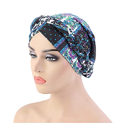 Image of Qianmome 4 Pieces Braid Knot Lady Head Scarf Hijab Bohemia Style Turban Hat Muslim Inner Hijab for Women Bandana Cap