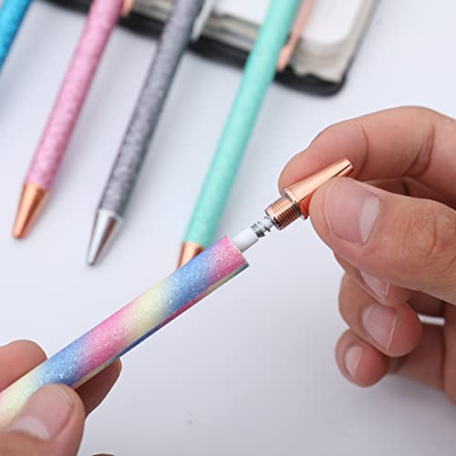 Oddmoal Fun Sparkle Fancy Ballpoint Pen For Women, Cute Sparkly Click Metal Pens, Retractable Multicolor Pen For Journaling & School, Black Ink, 12 Count(Mixed Color) #TOP5
