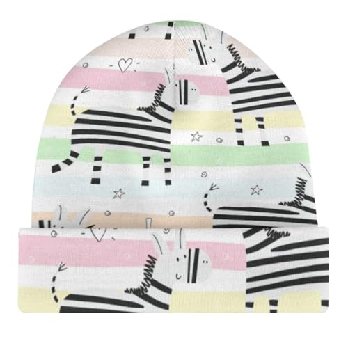 Cute Animal of Zebra Pattern Kids Beanie Hat for for Girls Boys Children Cap Winter Knitted Chemo Cancer Headwear Accessories Gifts Decoration Black4