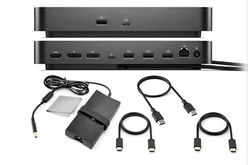Dell Pro Dock WD25 ユニバーサルドッキングステーションセット - USB-C/USB-A デュアルディスプレイドック 100Wアダプター付き + HDMIケーブル + USB-Cケーブル + DisplayPortケーブル + クリーニングクロス。