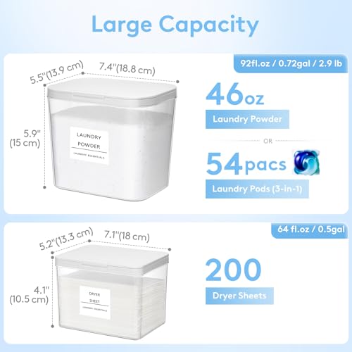 Image of Lifewit Laundry Pods Container with Pop-up Lid, 0.72+0.5 gal, 3 Pcs