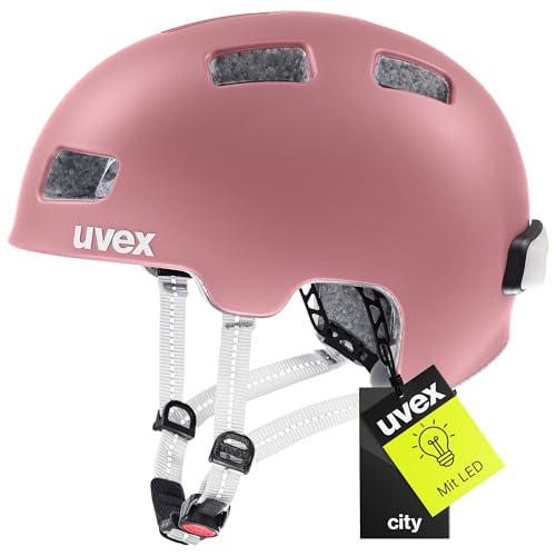 uvex City 4 - Leichter City-Helm für Damen und Herren - individuelle Größenanpassung - inkl. LED-Licht - rosé matt - 55-58 cm
