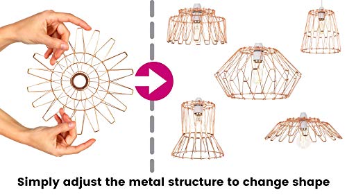 Giggi Multiple Shapes Light Shade | Lamp Shade Fun DIY Lamp Shades Ceilings Retro Metal Basket Cage Ceiling Light Shade Easy Fit Pendant for Ceiling Lampshade | Table Lamp | Floor Lamp | Light Shades