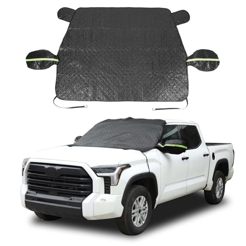 Image of Windshield Snow Cover Fit for Toyota Tundra 2022-2024, Front Windshield Cover for Ice and Snow, Windshield Ice Cover Protects from Rain, Sun, Frost (Black)