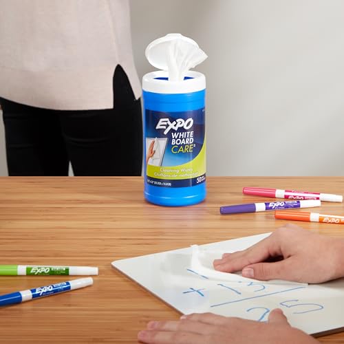 EXPO Whiteboard Care Dry Erase Wipes, Unscented, 50 Count - Home, Office, Teacher, Classroom Supplies