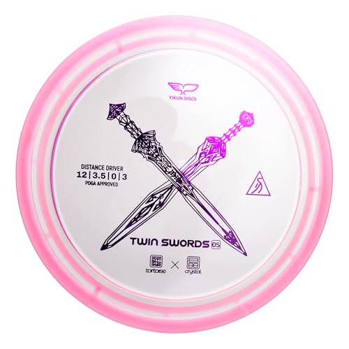 Yikun Twin Swords Understable Distance Driver| Pro Worlds 2025 Limited Edition | Beginner-Friendly Max-Distance Disc | Wind-Resistant & Easy-Glide Control | PDGA Approved 170-176g(Transparent Pink)