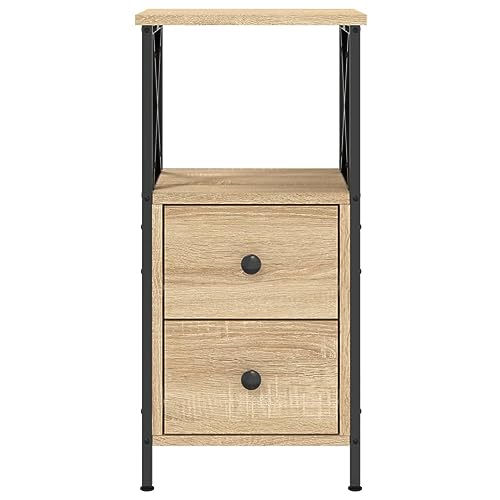 Table d'appoint haute avec étagères bois et métal style industriel - 5