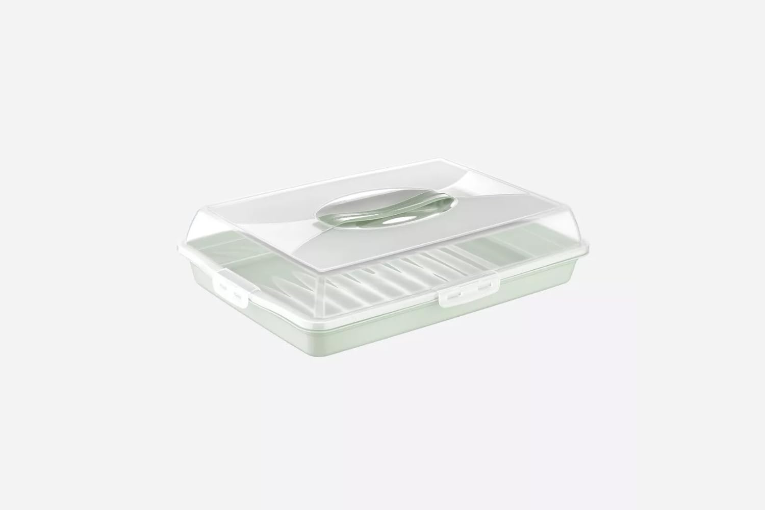 Stolmet Green Rectangle Cake Box, Plastic Clear Cake Carrier, Reusable Storage Container For Cupcakes, Muffins Or Cakes, Many Styles, Ideal For Transporting Pastries, Cake Box With Lid (Green Rectangle)