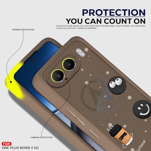 Image of AESTMO Back Case Cover | Cute Fun Cartoon 3D Ball | Coffee Silicone Case | Full Body Protection | Camera Protection Back Cover (Brown, OnePlus Nord 4 5G)
