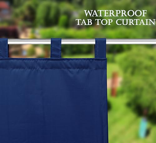 GREEN DECOR Polyester 300GSM Fabric Waterproof Rain & Sun Blockage Curtains(NavyBlue 4.5 X 9.5 Feet,Piece of 1) with Top Style Loop Used for Door,Balcony,Outdoor & Indoor Area