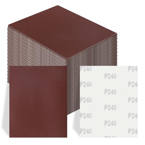 Image of 100 PCS 1 /4 Sheet Sandpaper for Palm Sander 4.5 inch x 5.5 inch Sandpaper Sheets 240 Grit Hook and Loop Sandpaper Aluminum Oxide 1 /4 Sandpaper Sheets Sanding Blocks for Metal, Woodworking (240 Grit)