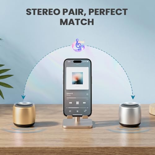 Image of Best Mini Portable Bluetooth Speaker with HD Sound & Bass I Smallest Wireless Bluetooth Speakers for Phone /PC /Tablet I Photo Selfie Button Answer Phone Calls I Cute Tiny Speaker (Gold)