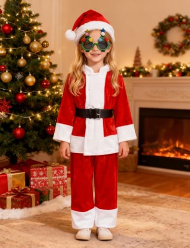 Disfraz completo de Santa niño rojo para 7-8 años miniatura 2