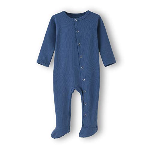 Baby Kids Footed Sleeper Pajamas with Mittens Cuffs - Cotton Long Sleeve Baby Snap-Up Romper - Toddler Onesies Jumpsuit Sleep and Play 0-12 Months (6-9 Months, Ocean Blue)