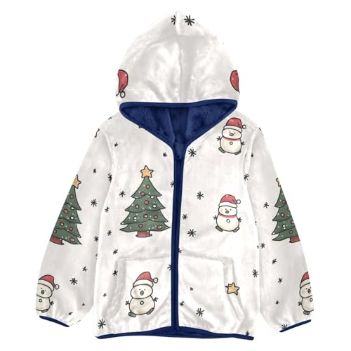 Christmas Tree and Snowman Girls Fleece Jacket Girls Fall Jacket Girls Zip Up Hoodie Girls Sherpa Jacket 2-10T