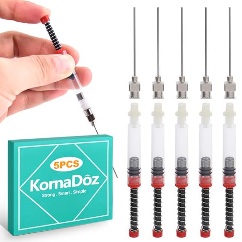 KornaDoz Industrial Dispensing Liquid Applicator with Blunt Tips - 5 Pack Measurement Tools for Glue, Oil, Ink, Paint & Hobby Crafts - Non-Sterile, Reusable & Clear Scale