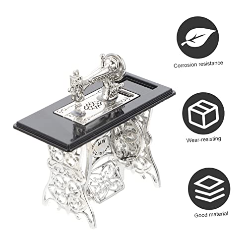 Operitacx 1Pc Mini Naaimachine Peuter Huishoudelijk Speelgoed Huishoudelijk Speelgoed Miniatuur Naaimachine Poppenhuis Voet Naaimachine Meubelmodellen Miniatuur Model Legering Modellering - Image 4