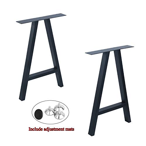 MBQQ 2 Pcs Rustic Decory Metal Desk & Dining Table Legs - Heavy Duty Industrial Modern A Shape Iron Bench Legs (H28'xW17.7')