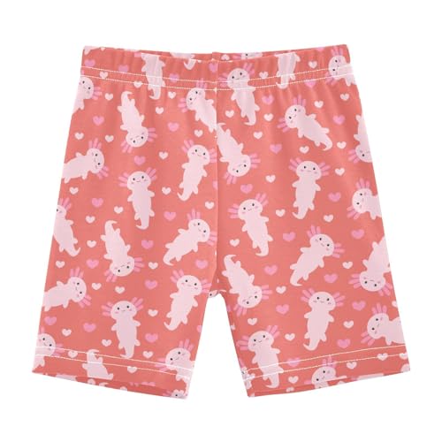 JHKKU Girls Cute Axolotl Shorts Cotton Cartwheel Bike Kids Biker Under Dress Dance Short Girl Clothes 10Y
