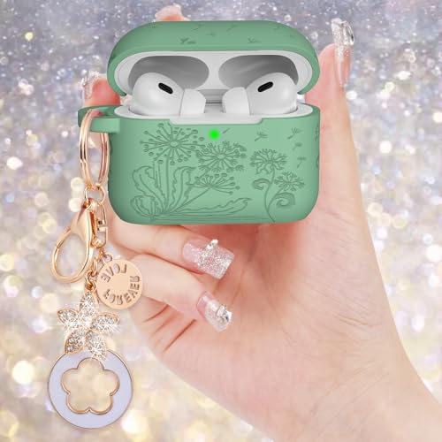 Image of Case for Airpods Pro 1st 2nd Generation - VISOOM Airpods Pro 1 /2 Cases Cover Women Silicone iPod Pro 2 Earbuds Wireless Charging Case Girl Bling Keychain for Apple Airpod Gen Pro 2