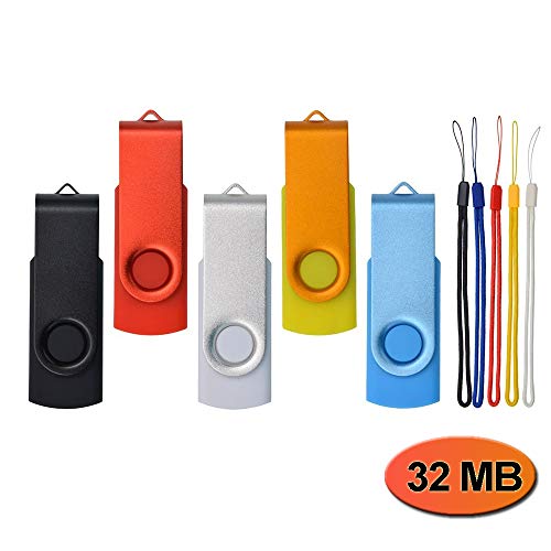 Pen Drive - 5 Piezas 32MB Memorias USB - Kepmem Multicolore Portátil Correa Llave USB2.0