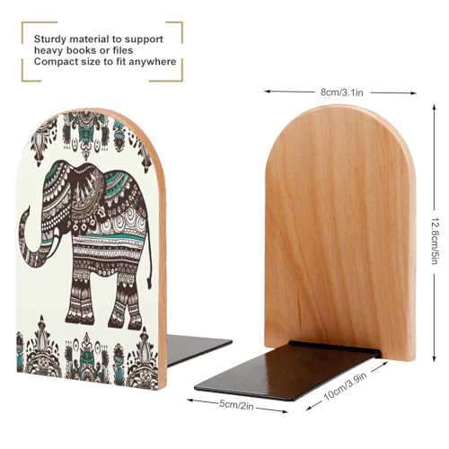 Sujetalibros de madera resistente estilo boho con base protectora antideslizante universal 3