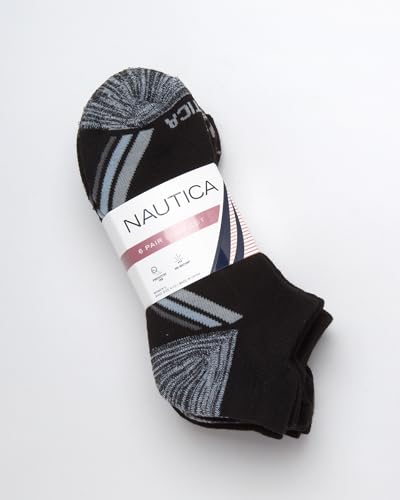 Image of Nautica Womens No Show Socks Moisture Wicking Low Cut Athletic Socks 6 Pack | Moisture Wicking Dri-Motion Fabric, Cushioned Key Areas, Banded Arch Support, No Show Low Cut, Shoe Size 4-10