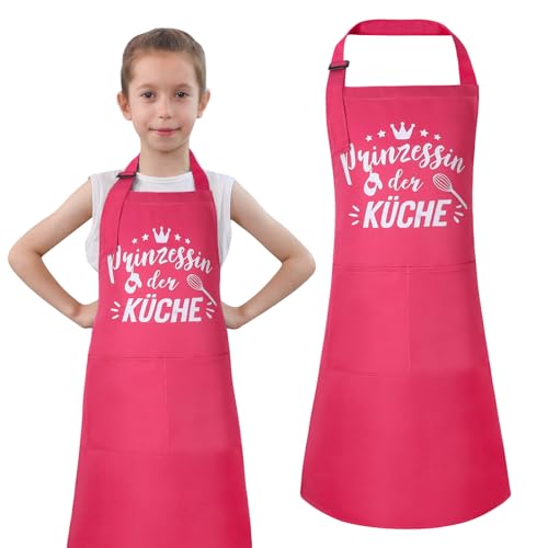 Livdouyu Kochschürze Kinder, Kinderschürze, Grillschürze für Jungen und Mädchen Beim Kochen, Malen, Grillen (Rosa)