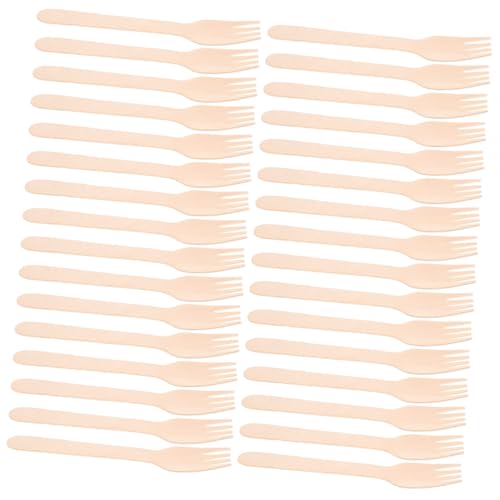 Ipetboom 100pcs Wooden Forks Natural Cutlery Set for Snacks Desserts Cocktails Easy to Clean Utensils