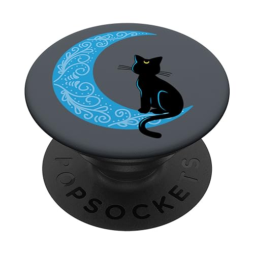 Black Cat Crescent Moon Sailor Mom PopSockets PopGrip: Swappable Grip for Phones & Tablets PopSockets Adhesive PopGrip