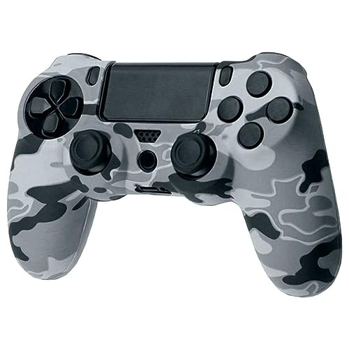 OcioDual Funda de Silicona Compatible con Mando PS4/Slim/PRO Camuflaje Gris Claro Carcasa Cubierta Estuche Anti Caídas Goma