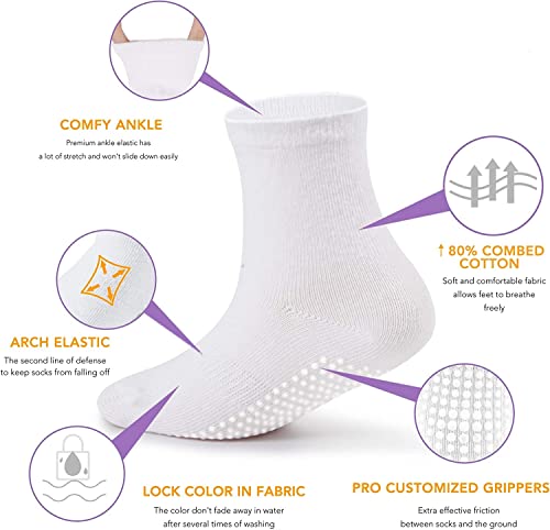 6 Pairs Non Slip Cozy Warm Crew Socks with Grips for Baby Infant Toddler Kids Boys Girls2