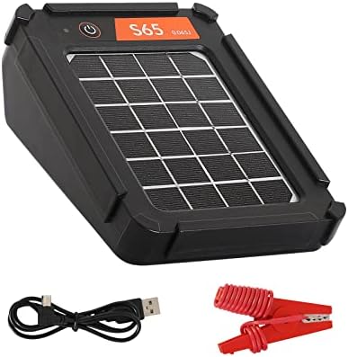 ANDMON S65 Solar Fence Charger, 3 Miles 0.065 Joule Solar Electric Fence Charger for Livestock, Garden, and Backyard, Solar Powered Electric Fence with Unique Post Mounting System