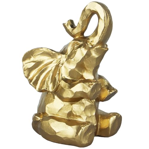 NOOKNAK Elephant Statue Decor - Brings Good Luck for Home Decor Office Shelf Living Room Display Collectible Figurine GiftGold
