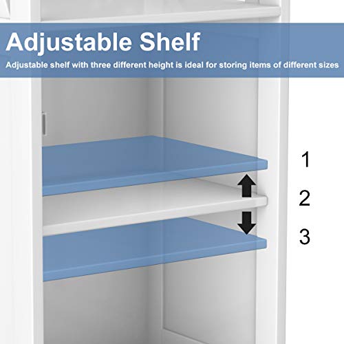 Giantex Floor Storage Cabinet Freestanding W/One Door Cabinet & Adjustable Shelf Bathroom Storage Organizer Cabinet,White #TOP7