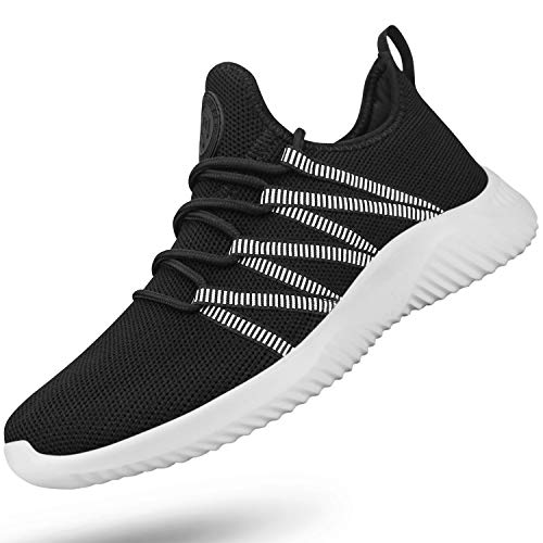 Feethit Damen-Laufschuhe, rutschfest, leicht, atmungsaktiv, modische Sneaker, Schwarz Weiß, 37 EU