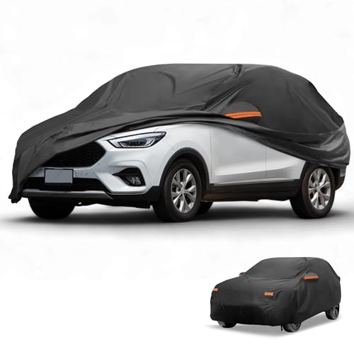 Image of All-Weather Waterproof Car Cover - UV-Resistant Outdoor Full Exterior Protection for mg ZS 190T-PU Black with Right Side Zipper