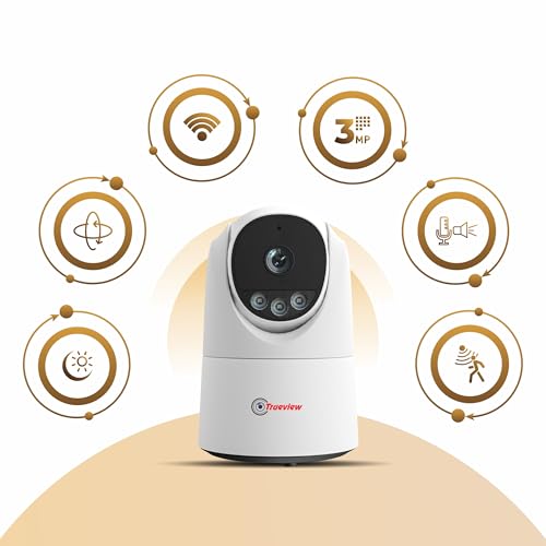 Image of Trueview 3MP WiFi Robot Camera | Baby Monitoring & Home Security | Night Vision | AI Motion Tracking | 360 Pan Tilt | Two-Way Talk | Alexa | T18296S