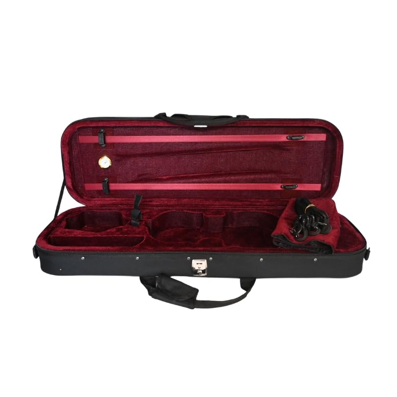 mezzo-forte Geigenkasten Violine 4/4 Rechteck-Format, leicht, stabil, schwarz/dunkelrot – Rucksackgurte