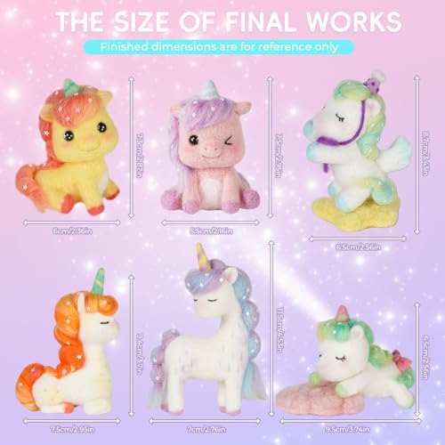 Image of LUDOTEK Needle Felting Kit, 6 PCS Animal Needle Felting Beginner Kits, Wool Felt Needle Felting Tools Foam Pad, Craft Party Supplies for Beginners Adult(6pack Unicorn)