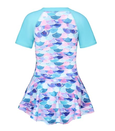 Image of Girls One Piece Swimsuits Short Sleeve Swim Dress for Girls Hawaiian Skirted Bathing Suit Summer Swimwear 3-16 Years