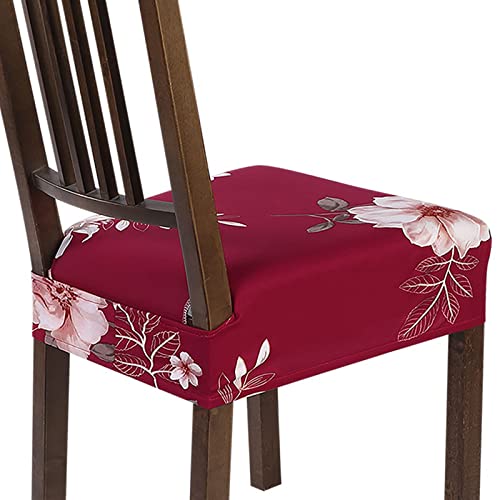 Image of SearchI Stretch Dining Chair seat Covers Set of 6, Soft Removable Washable seat Covers for Dining Chairs, Dining Room seat Cover Protector (Rear-Covered, Red)