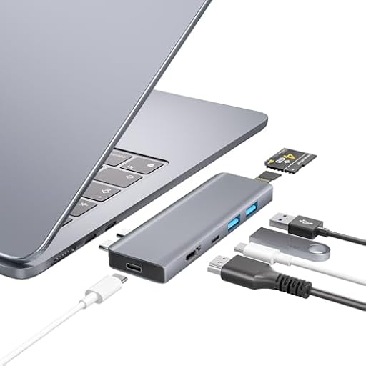 ZanBix USB C Hub, 7-in-2 USB Adaptador para MacBook Pro Air Thunderbolt 4 Dock HDMI 4K, 100W PD, 40Gbps, USB-C 3.0, 2 USB-A 3.0, Lector Tarjetas SD/TF, Compatible con MacBook M1/M2/M3/M4 | Ya disponible en tu tienda friki favorita! En mundofriki.es!