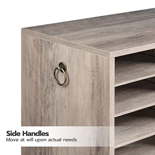 HOOBRO Literature Organizers, 12 Compartments Office Mailbox with Adjustable Shelves, Wood Countertop Literature Sorter for Office, Home, Classroom, Mailrooms Organization Greige BG12WF01 - Image 5