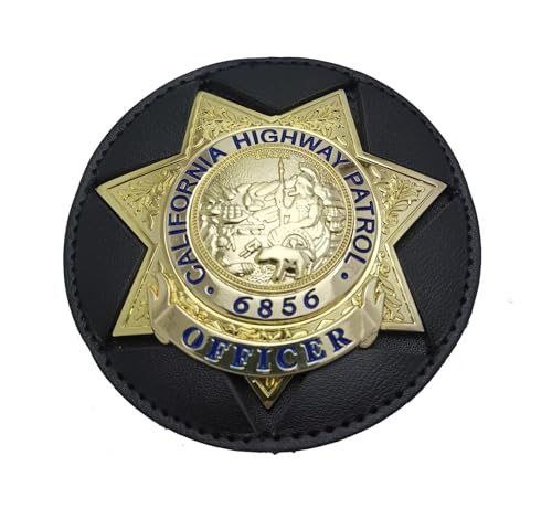 DOGOZ California Highway Patrol California Highway Patrol 6856 Medal Badge avec Étui en Cuir Incrusté, Accessoire De Décoration De Costume