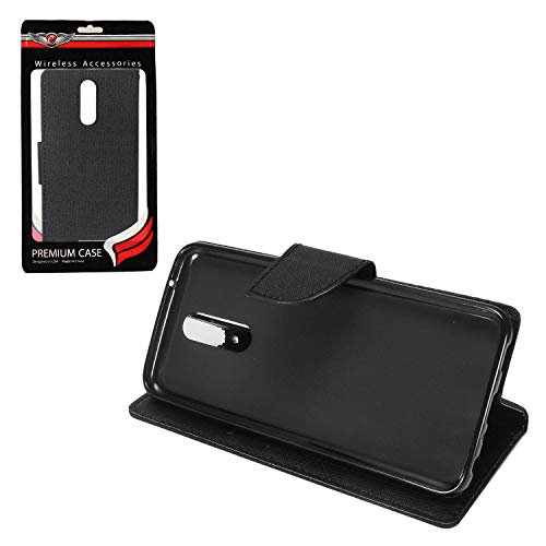 Z-Gen - Compatible With Lg K40, Harmony 3, Xpression Plus 2 (2019) Lm-X420, Lg Solo Lte L423Dl - Denim Fabric Flip Wallet Phone Case - Ct5 Black #TOP5