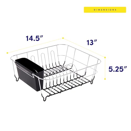 image for Sweet Home Collection 2 Piece Dish Drying Rack Set Drainer with Utensi