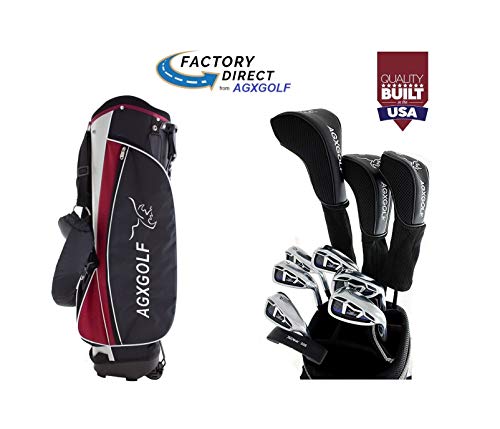 Agxgolf Senior Men's Magnum Graphite Edition Cadet Length (-1 Inch) Complete Golf Club Set W/Stand Bag, 460Cc Driver, 3 Wood, Hybrid, 5-9 Irons, Wedge: Right Hand: Built In The Usa! #TOP1