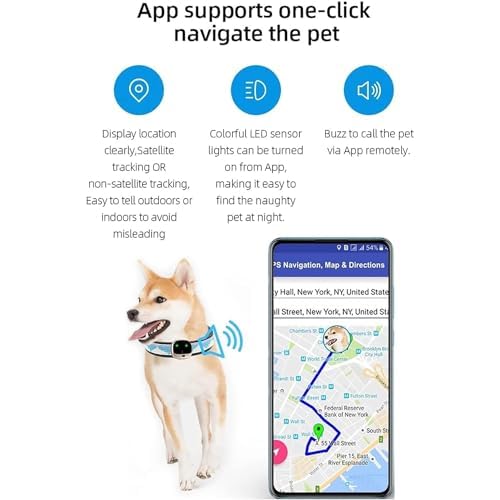 Rastreador de mascotas, collar de perro GPS, localizador inalámbrico recargable impermeable, 3 métodos de seguimiento, buscador en tiempo real para perros y gatos medianos y pequeños